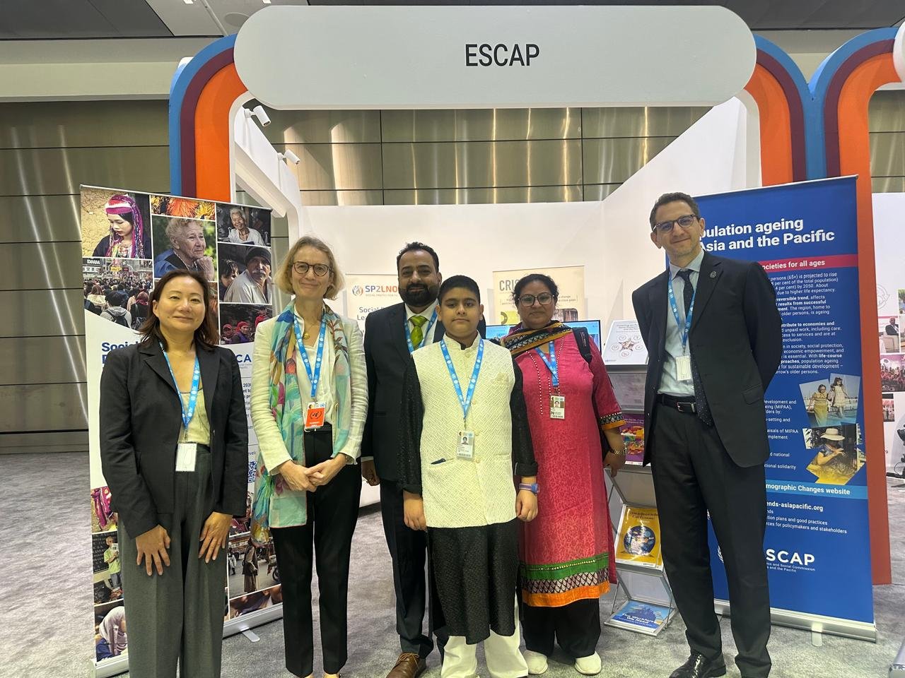 Dhananjay at the UN ESCAP pavilion with delegates