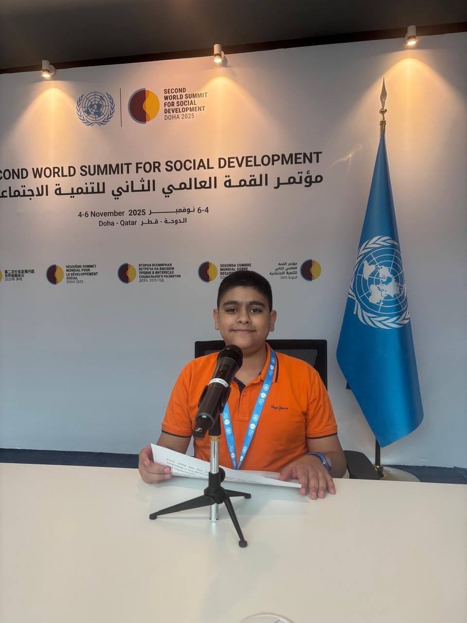 Dhananjay Kumar speaking at the Second World Summit for Social Development, Doha 2025