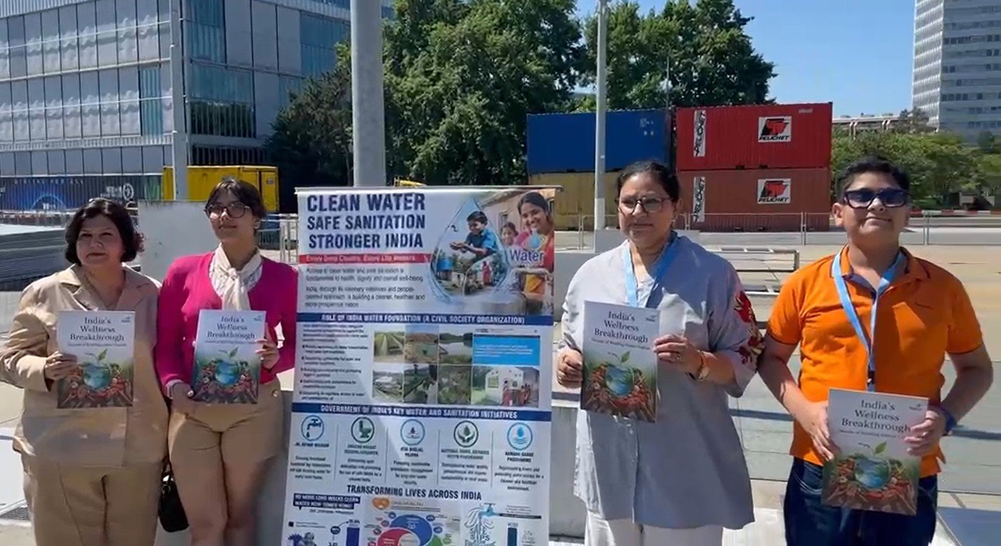 Dhananjay with the India Water Foundation delegation presenting the report 'India's Wellness Breakthrough' at the United Nations